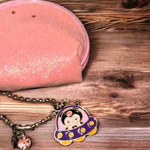 Kuromi UFO Space Enamel Charm Pink Coin Purse